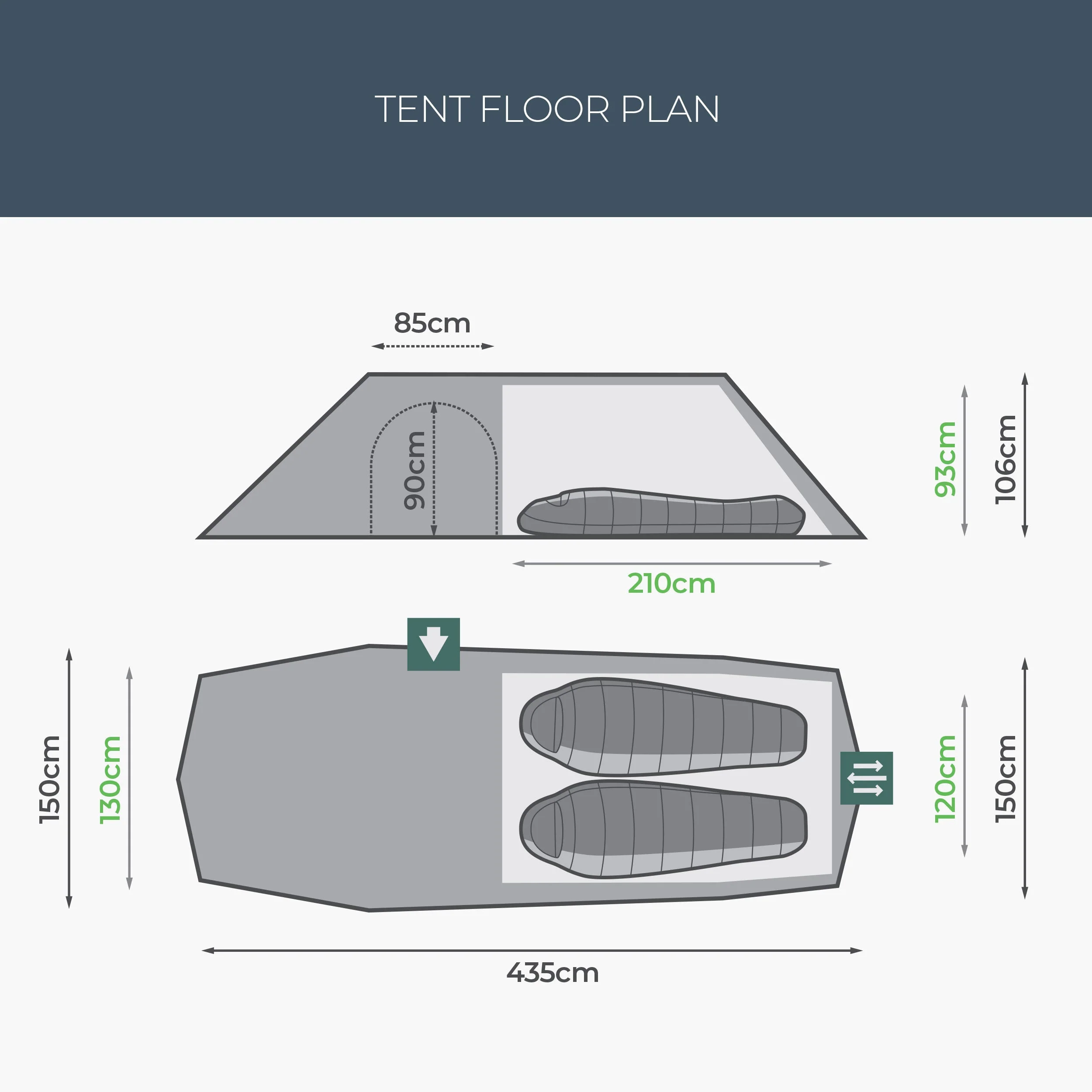 RESPITE 2 PERSON EXTENDED TUNNEL TENT, Pine green - Image 9